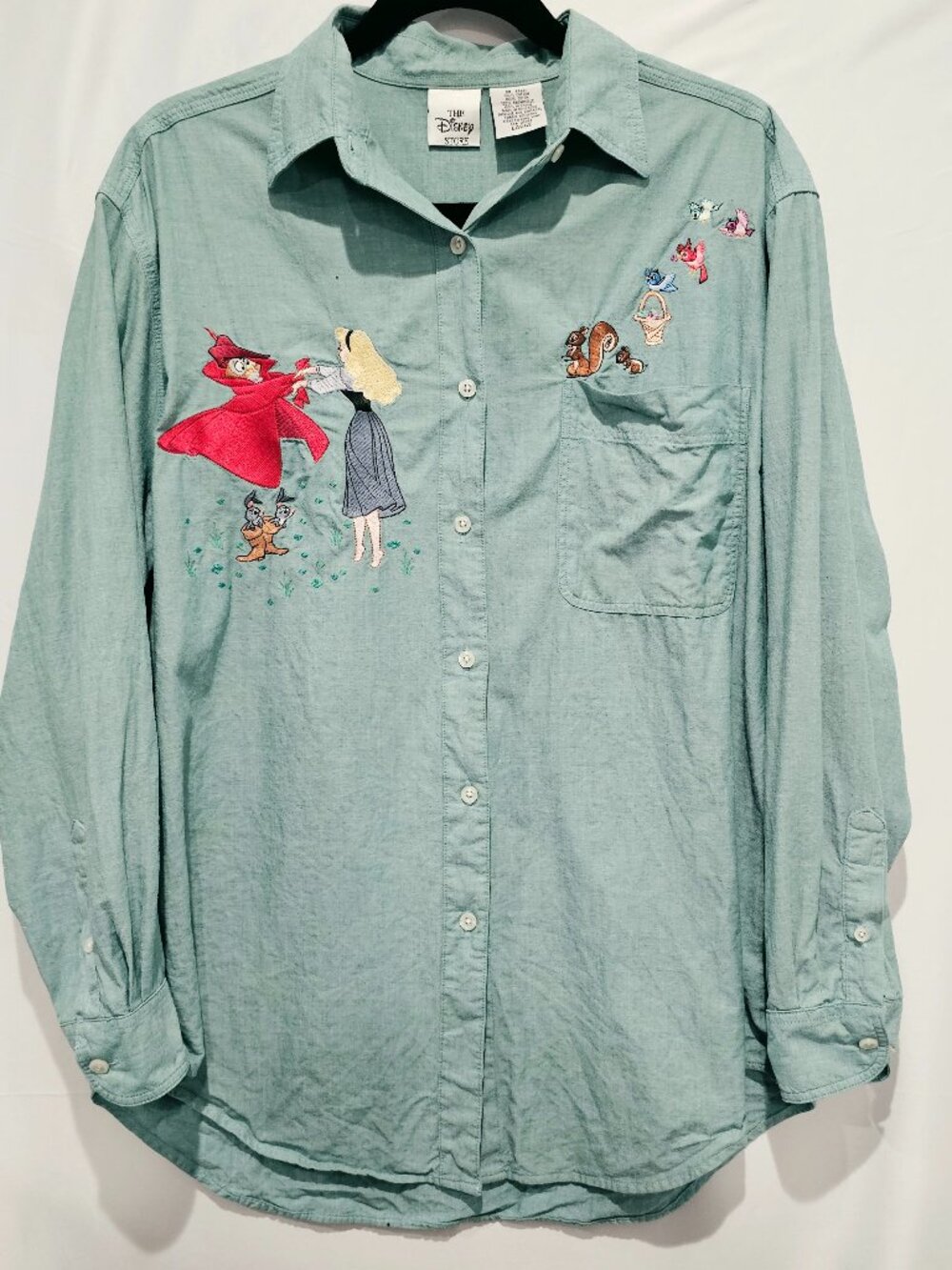 Vintage 90s Disney Store Sleeping Beauty Embroidered Button Up Shirt Women's L